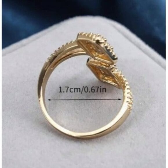 18k White Gold Plated Open Adjustable Silver Diamond Ring - Picture 3 of 5